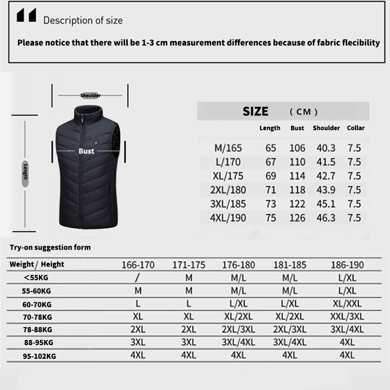 Outdoor Usb Infrarood Verwarming Vest Jas Mannen Vrouwen Winter Elektrische Thermische Kleding Vest Voor Sport Wandelen