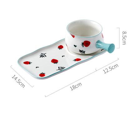 Plats de petit déjeuner créatifs avec la poignée bol en céramique ins vaisselle mignonne: B
