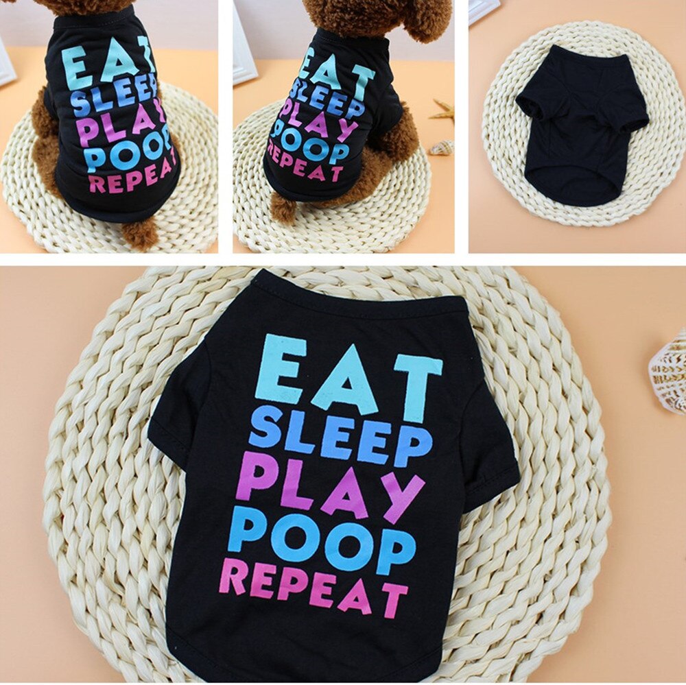 Clothew for dogs Eat sleep play pet dog polyester summer clothes camisas para perro
