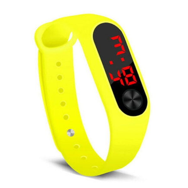 Silicone LED Display Waterproof Watch Digital Wristwatch Kids Students LXH: YELLOW