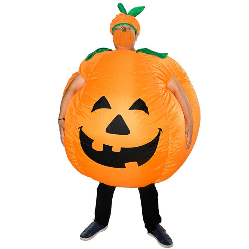 Pumpkin Inflatable Costume with Hat Adults Funny Blow up Outfit Halloween Dress K92D