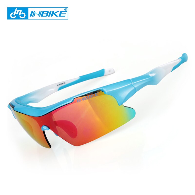 INBIKE Radfahren Brillen Männer Frauen Outdoor Sport Brille Polarisierte Fahrrad Sonnenbrille Bike Reiten Schutz Brille 5 Objektiv: Blau