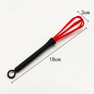 Mini fouet manuel en plastique pour centre commercial, batteur à œufs, agitateur, mélangeur de cuisson, outil de cuisine, fouet à double tête avec petite cuillère, 1 pièce: Rouge