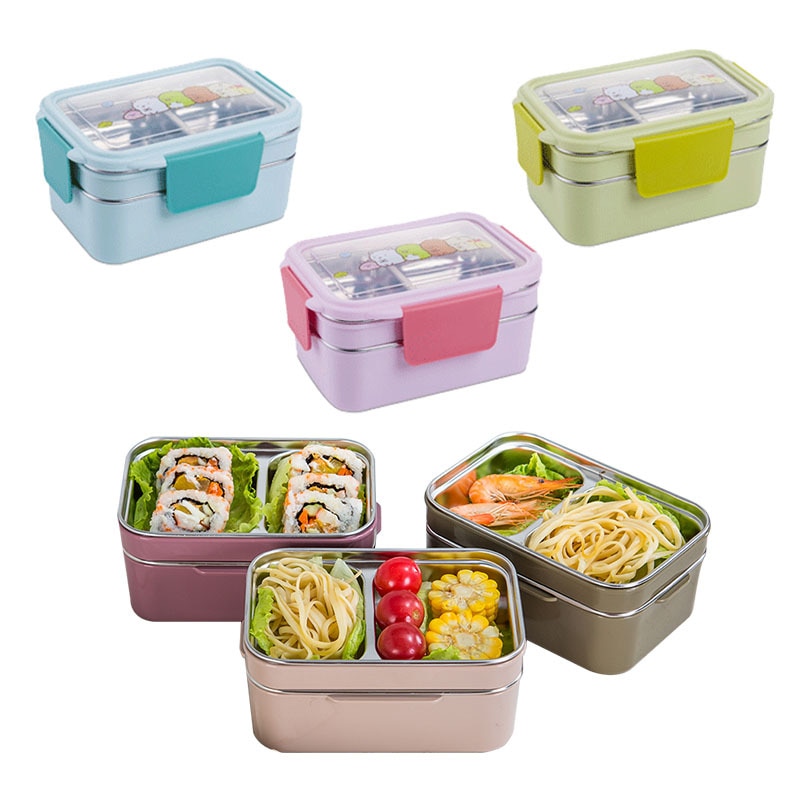Lunch Box for Kid Stainless Steel Double Layer Food Container Portable for Kids Kids Picnic School Bento Box Bento for Lunch