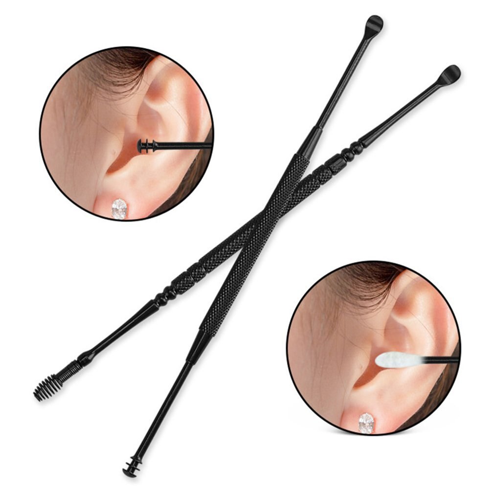 Stainless Steel Double-Headed Spiral Ear Spoons Earmuffs Ear Pick Ear Picking Tool Ear Ear Spoon Set