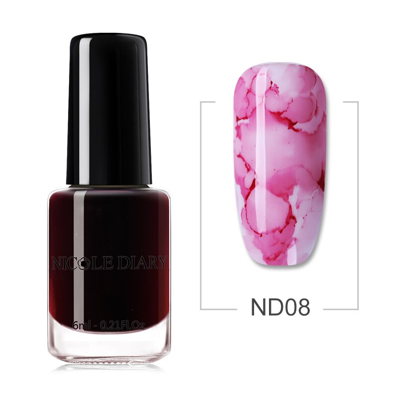 NICOLE DAGBOEK 6 ml Blossom Effect Nagellak Aquarel Marmeren Nail Inkt Blossom Sneldrogend Nail Decoratie DIY: ND08