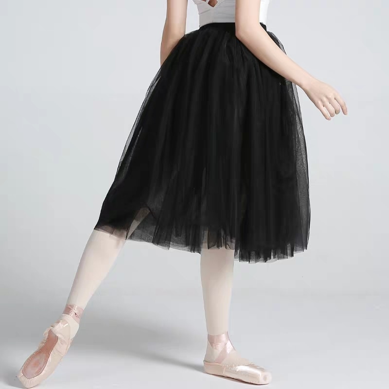 70CM Professionelle Erwachsene Ballerina Ballett Tutus Weiß Schwarz Rosa verrotten Gittergewebe Spitze Lange Ballettröckchen Elastische Taille Frauen Tüll Ball Felsen