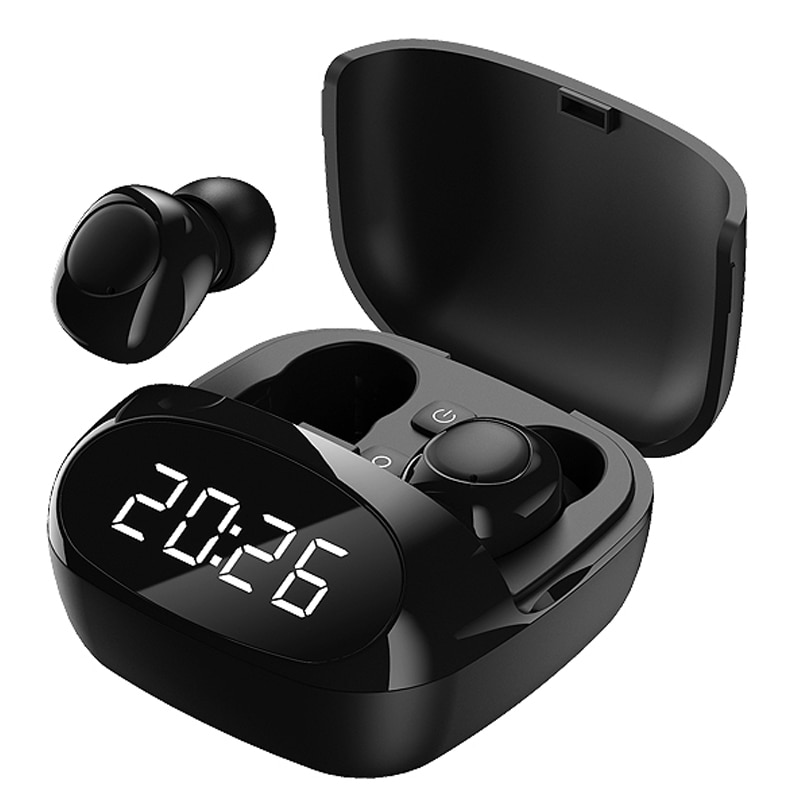 Bluetooth Oortelefoon Draadloze Headset Led Klok Functie Sport Oortelefoon Mini Headset Geluid In Oor TWS5.0 Draadloze Oordopjes Stere