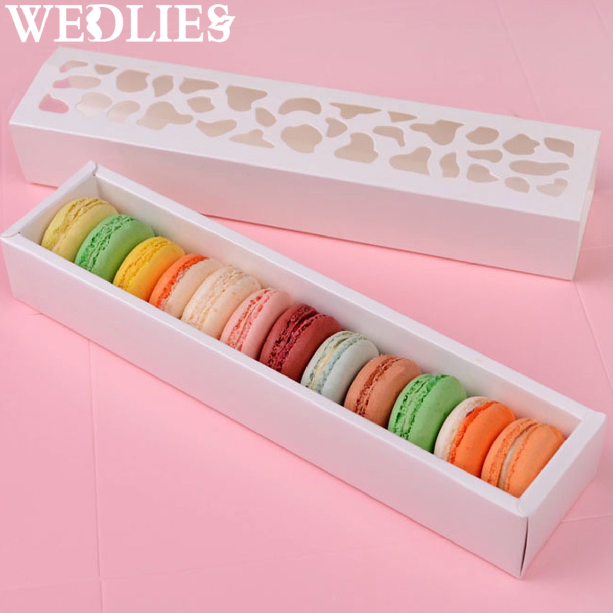 10Pcs/Set Cookies Packing Box White Hollow Cake Macaron Boxes Container Cupcake Storage Holder Wedding Party Events Favor