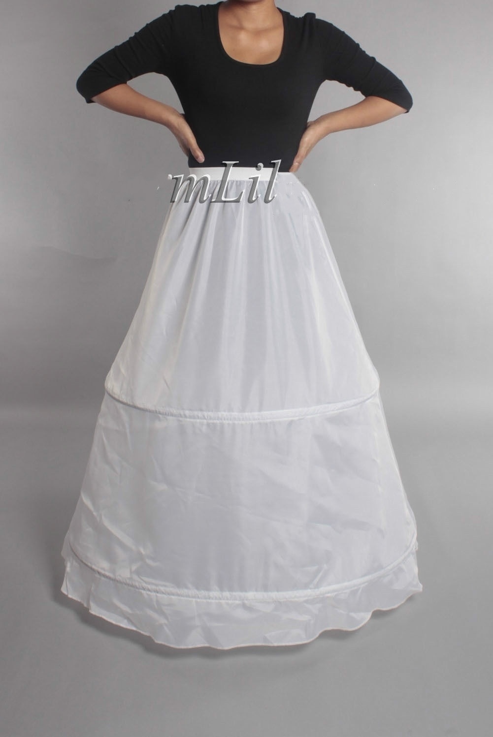 white 2 hoop bridal wedding petticoat underskirt prom skirt crinoline slip skirt