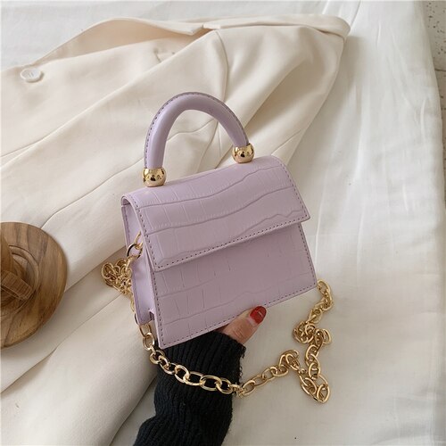 Crossbodytassen met krokodillenmotief voor dames, kleine dameshandtas, pu-leren handtas, avondtassen van het merk sac a main: Paars 