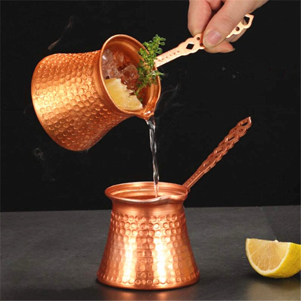 Coffee Long Handle Anti-Rust Wear-Resistant Durable Noble Copper Plated Aluminium Coffee Maker Kettles Pot For Coffee Tools