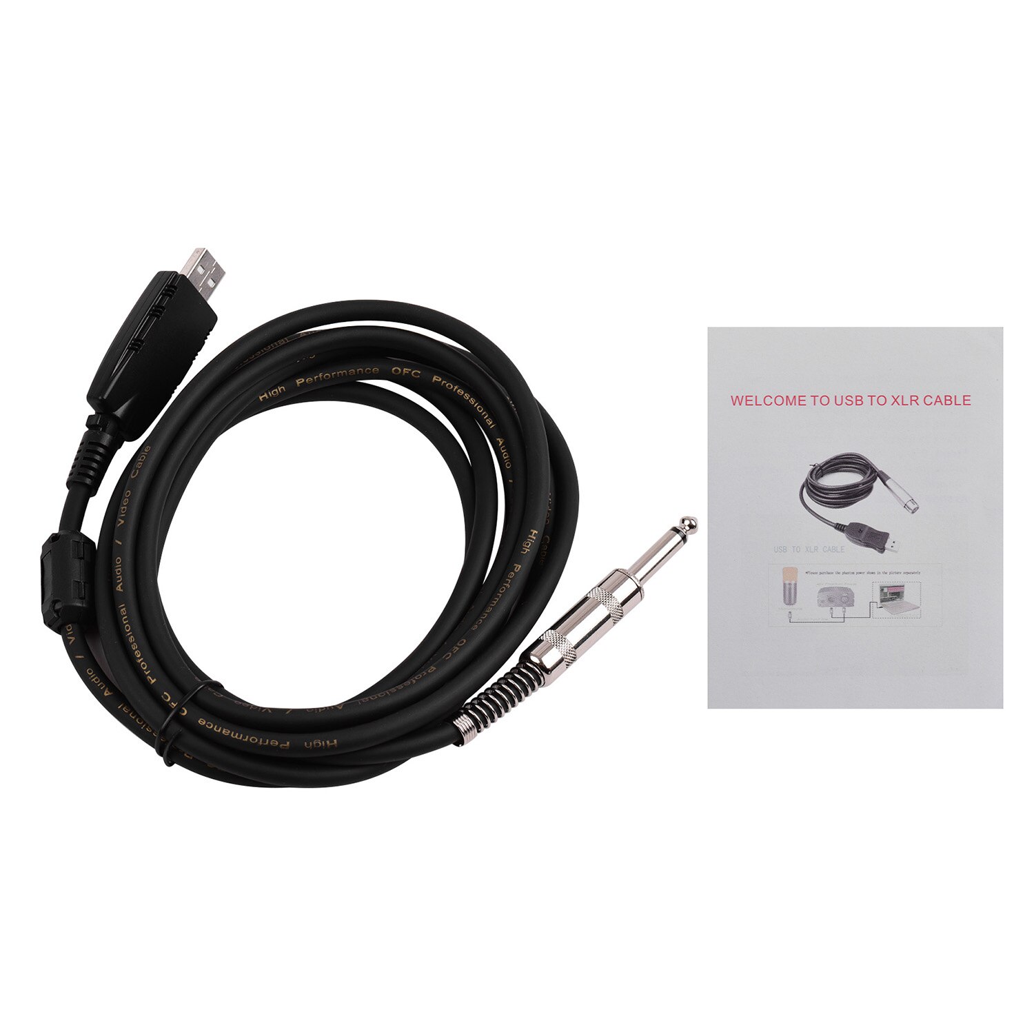 USB Guitar Andio Cable USB Male Interface to 6.35mm (1/4inch) Mono Electric Guitar Connection Cable Guitar to PC