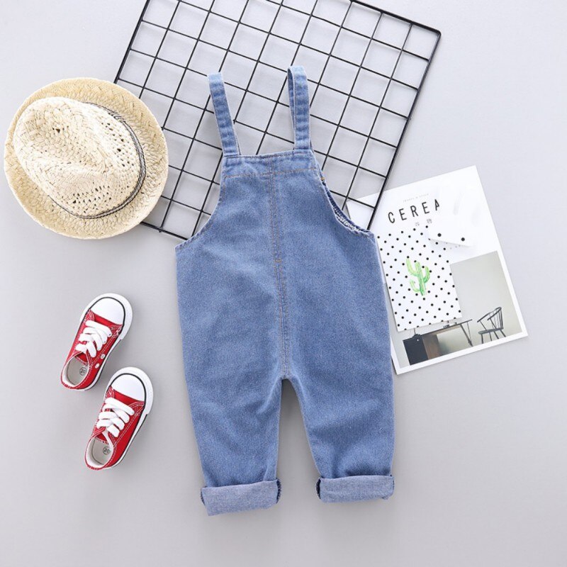 Ropa de otoño para bebés, monos para niños, pantalones de algodón con patrón sólido, pantalones vaqueros, pantalones de primavera