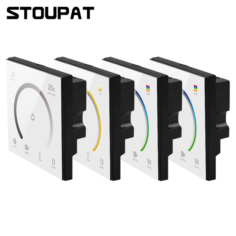 Touch Gehard Glas Panel Schakelaar DC12-24V Led Strip Light Dimmer Controller Muur Gemonteerde Schakelaar Voor Cct Rgb Rgbw Tape Lights