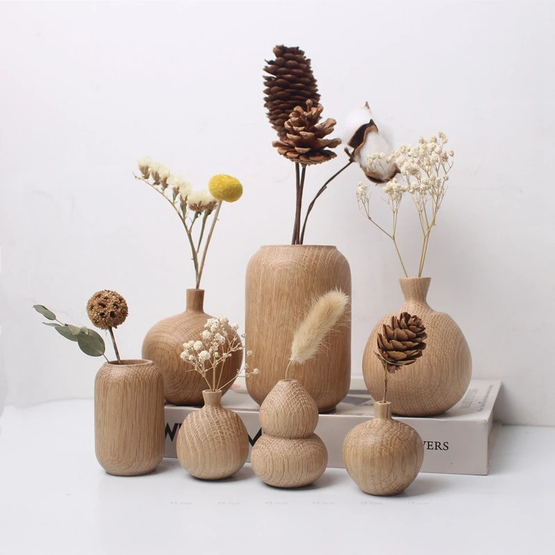 Japansk trævase til blomster boligindretning dekorative blomster vase stuedekoration kontor skrivebord blomster flaskeornament