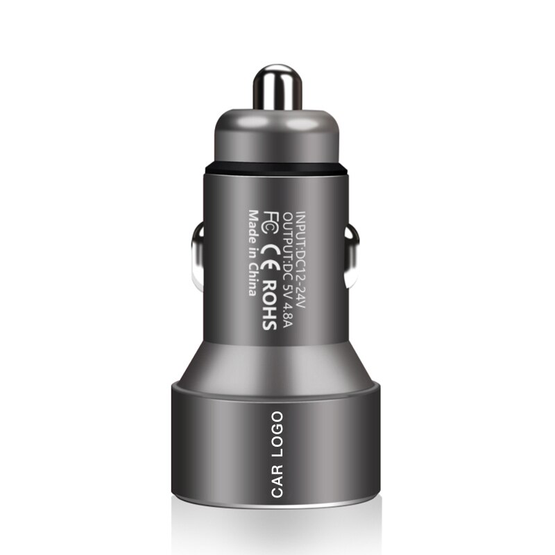 4.8A Fast Charging Dual 2 Port USB Car Charger Adapter for mobile iPhone For Ford Focus 2 3 4 MK2 MK3 MK4 Kuga Edge Mondeo: Gray