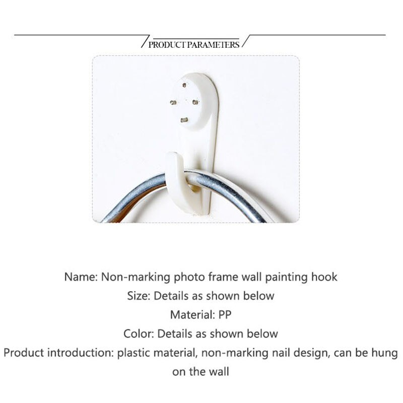 5 types White Plastic Invisible Wall Mount Photo Picture Frame Nail Hook Hanger Easy To Fix Without Trace