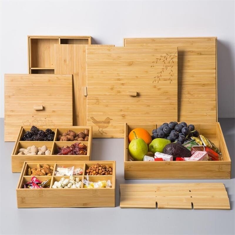 Kinesiskt snack godis förvaringsbricka trä partition torkad frukt mat förvaringsbox hållare hem nötter frukt melon organizer case