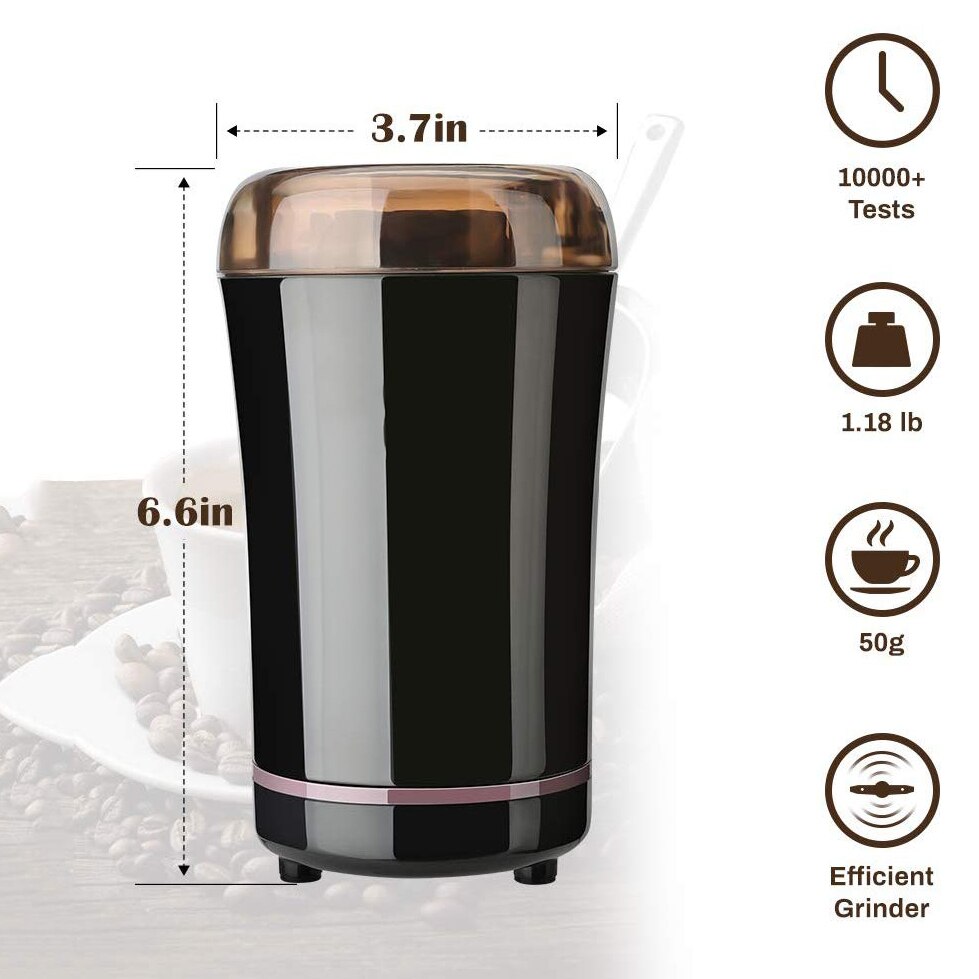 Yajiao kaffemaskin elektrisk kvarn bönkrydda med blad av rostfritt stål avtagbar kraft för kaffebönsump korn