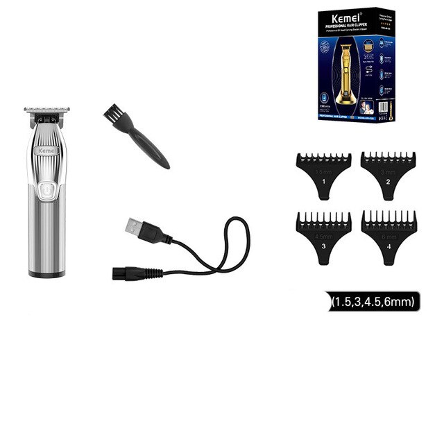 Kemei barbershop haartrimmer set 0mm trimmer elektrisch scheerapparaat finish machine set snoerloos/met snoer li-ion clip: Km -i32- met doos / Eu-stekker
