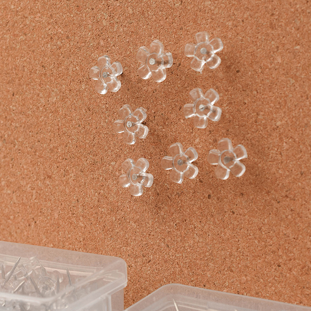 100 stk. blomsterformede tegnestifter korkplade tegnestifter klare kort tegnestifter kontorindbindingsartikler plast jern materialer