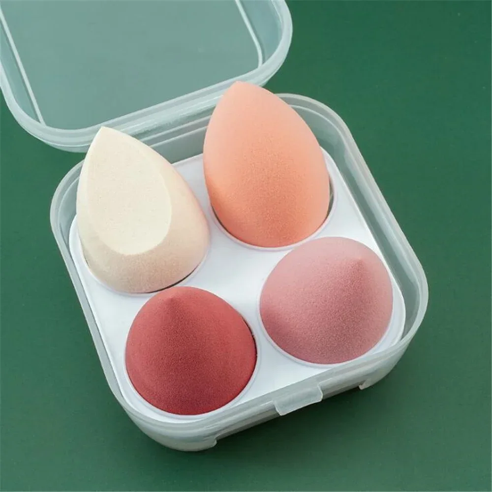 4/8 Uds esponja de maquillaje juego de licuadora huevo de belleza esponja cosmética esponjas de base suave esponja de polvo mujeres maquillaje herramientas de belleza: Rojo