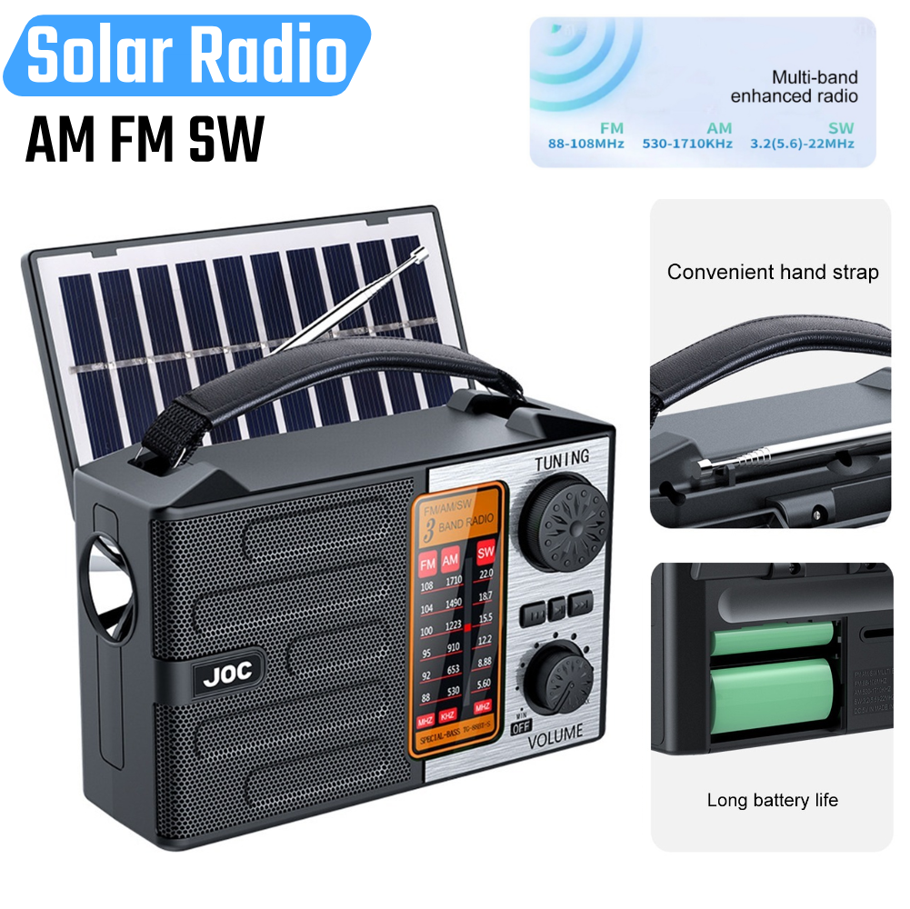 Genopladelig radio med fuldbånd am fm sw, lommelygte og bluetooth-højttaler, bærbar radio med to kanaler, nødradio til nødsituationer