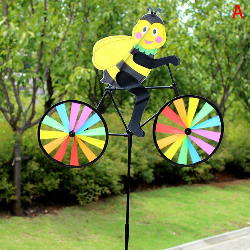 Rabbit Bee Tiger on Bike DIY Windmill Animal Bicycle Wind Spinner Whirligig Garden Lawn Decorative Gadgets Kids Outdoor Toys: A