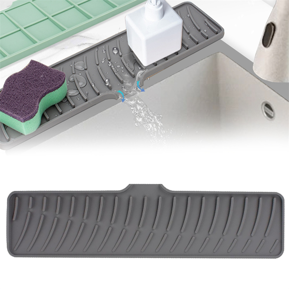 Tapis de vidange en Silicone pour évier de cuisine, protection contre les éclaboussures autour du robinet, tapis de protection derrière le robinet avec collecteur d'égouttage pour les lèvres