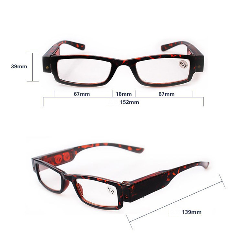 Klassnm-gafas de lectura con luz Led para hombre y mujer, lentes de aumento para presbicia nocturna, dioptrías + 1- + 4