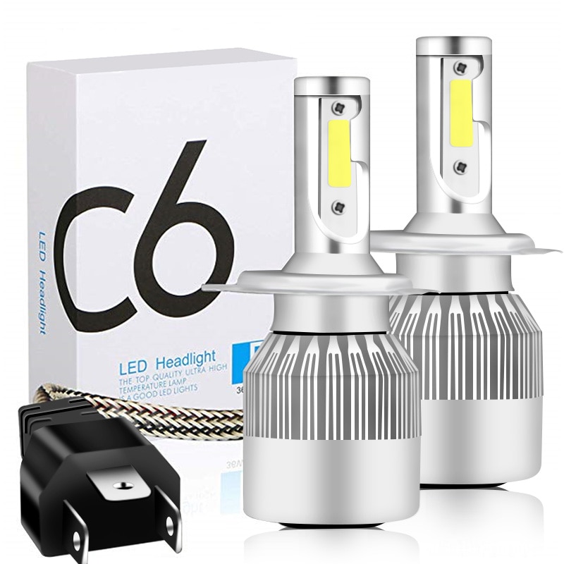 1 st mini bilstrålkastare glödlampa led  c6 h1 h3 h4 h7 9005 9006 36w 6500k 3800lm auto billjus styling ljus lampa glödlampa vitt ljus