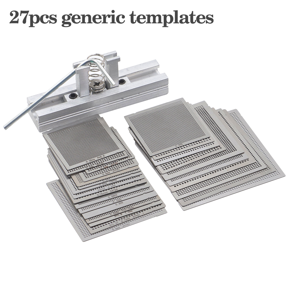 27Pcs /16pcs/10pcs BGA general template Universal Direct Heated Stencils For SMT SMD Chip Rpair and easy support