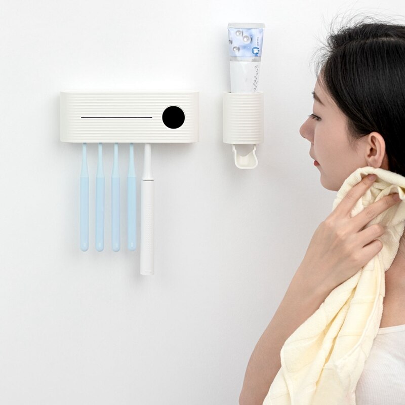 UV Light Toothbrush Sterilizer Holder Inhibit Bacterial Toothbrush Antibacterial Box Wall Mount Toothbrush Holder
