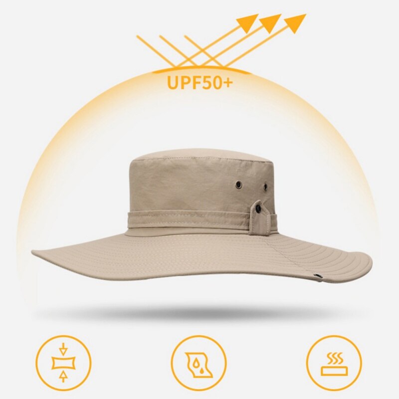 Summer Breathable Sunscreen Hats Outdoor Wide Brim Bucket Hats For Fishing Sun Protection 50+UPF Bora Boonie Hat Outdoor tool