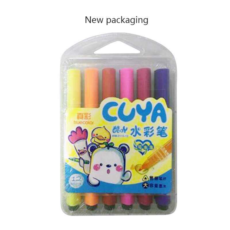 Barra triangular Truecolor, bolígrafo de acuarela de gran capacidad, Pluma de pintura para niños, 48 colores de pintura lavable bru