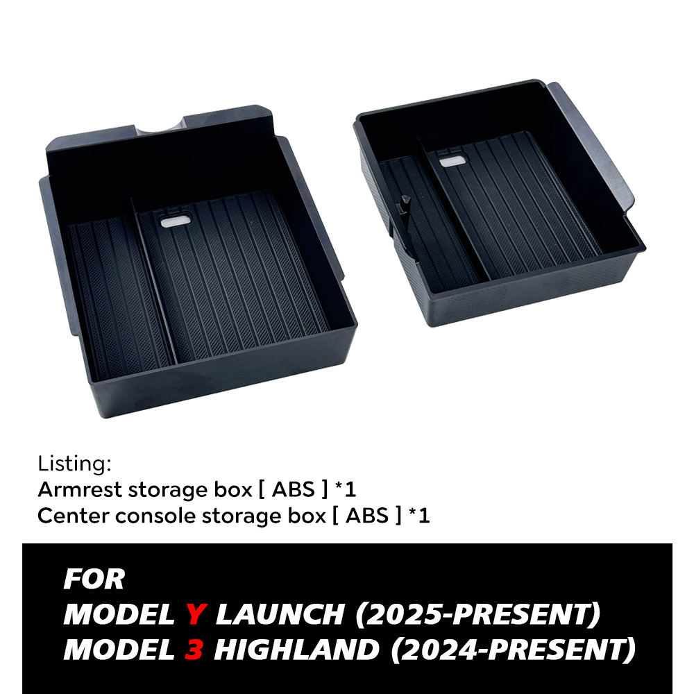 Pour Tesla modèle Y lancement 2025 modèle 3 Highland 2024 Console centrale étui de rangement pour lunettes accoudoir boîte de rangement supérieure: Marron