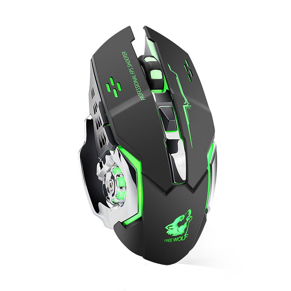 OMESHIN 2.4Ghz rechargeable X8 wireless mute gaming mouse LED backlight USB optical ergonomic wireless gaming mouse: B