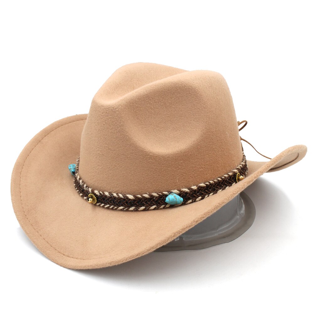 Mistdawn unisex ull bred brätte western cowboyhatt cowgirl kostym keps turkos hampa rep storlek 56-58cm bbe: Kaki