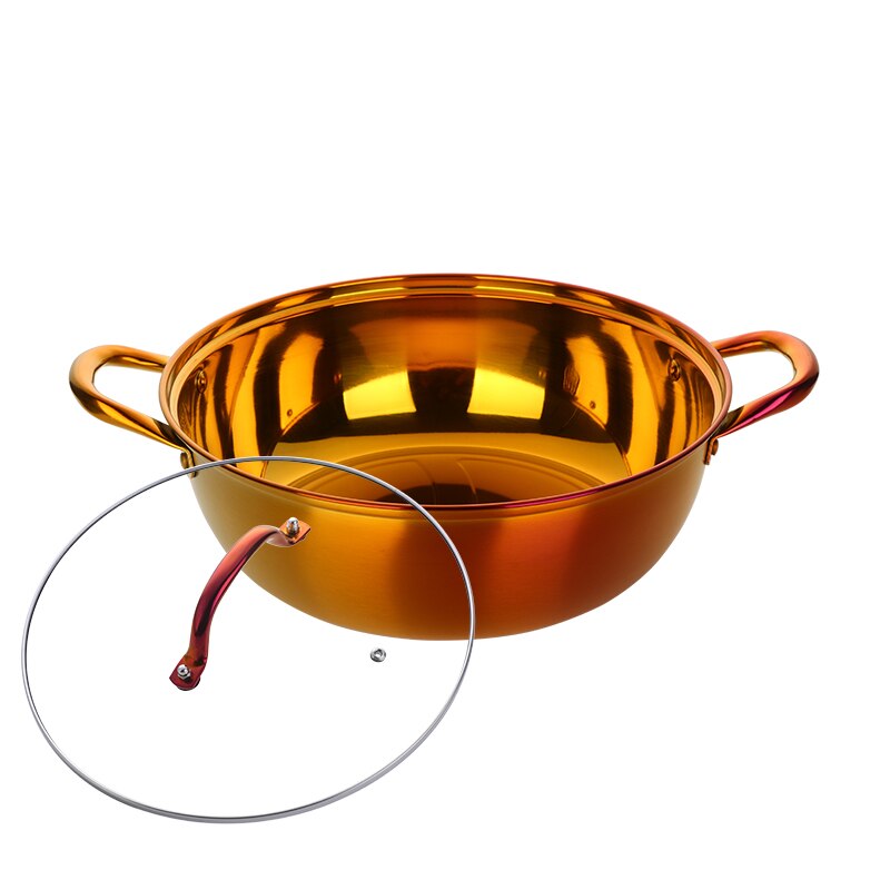 Chinese Pot Stainless Steel Cooking Pot Kitchen Utensils Single-Layer Compatible Soup Stock Pots Home Cookware: A270-Rainbow NO.3