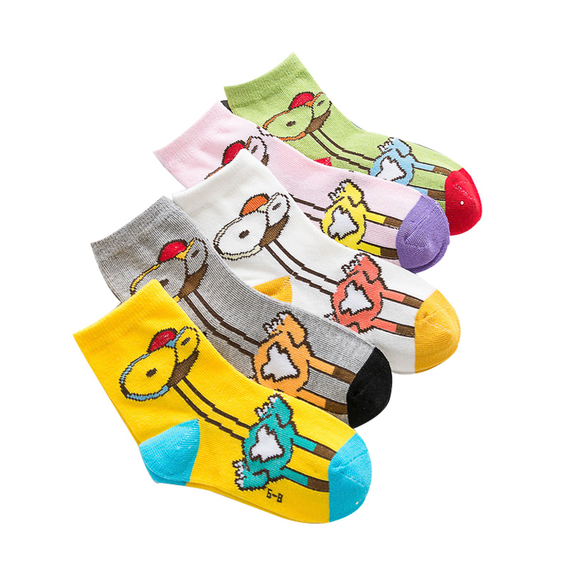 5 Pairs Children Socks Autumn&Winter Cotton Cartoon Ostrich Boys Socks 2-12 Year Kids Socks For Girls
