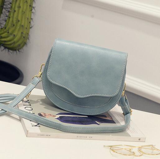 Pu Lederen Handtassen Vrouwen Handtas Omzoomd Macaron Stereotypen Schoudertas Messenger Shell Tas: Blauw