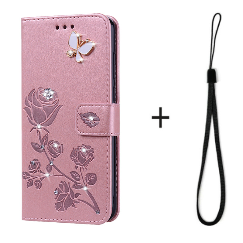 Flip Case for Alcatel 1C 5003D phone holster Wallet Leather Cases Card Slots: 3Pink Butterfly-