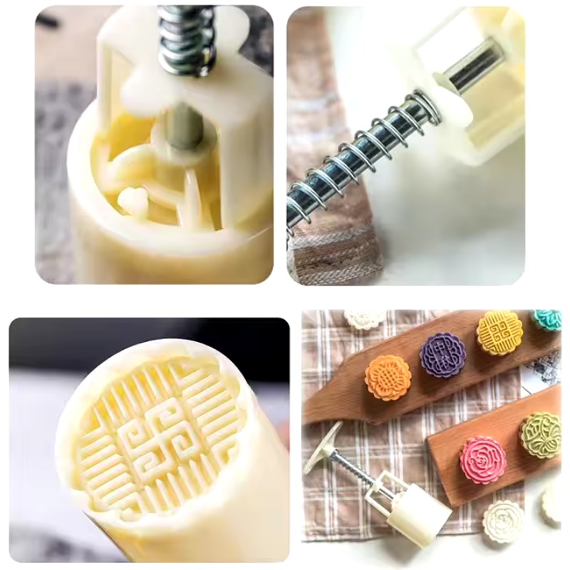 Mooncake-Formpresse mit Stempeln, Blumenmuster, Mooncake-Hersteller zum Backen, DIY, Gebäck, Kekse und Nachspeisen, Kuchendekorationswerkzeuge