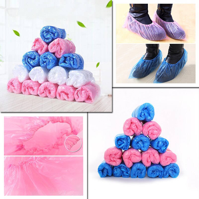 100PC Disposable Plastic Anti Slip Boot Safety Shoe Cover Cleaning Plastic Over Shoes Shoe Boot Covers Carpet Protectors