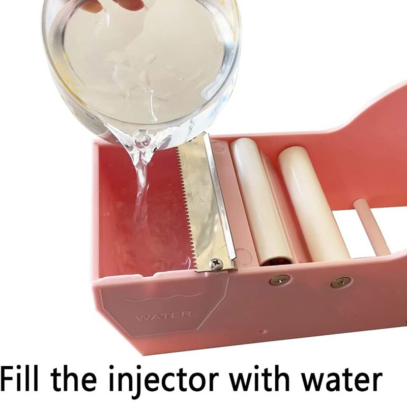 Dispensador de cinta rosa de escritorio, cinta activada por agua, dispensador de cinta activada por agua, sellado