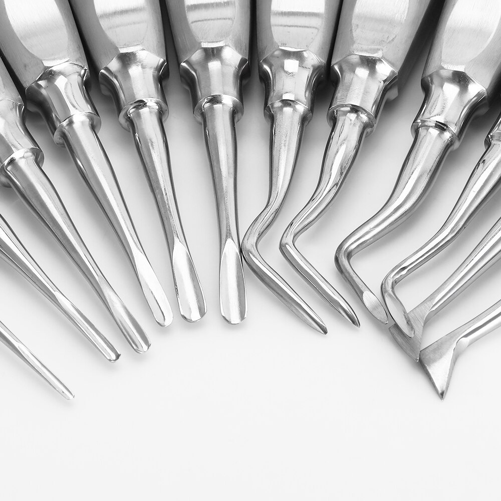 Elevador Dental de acero inoxidable, herramientas minimalistas invasivas, extracción de raíz de aflojamiento, mango hueco, 12 unids/lote por paquete