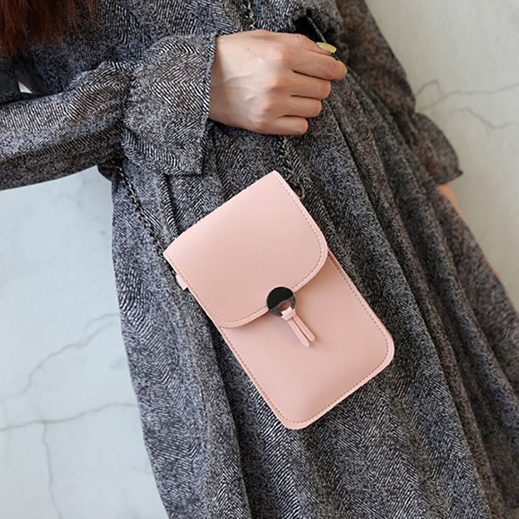 Touch Screen Mobile Phone Bag Wallet Transparent Metal Change Bag Women Sipmple Function Compatible Shop Bag