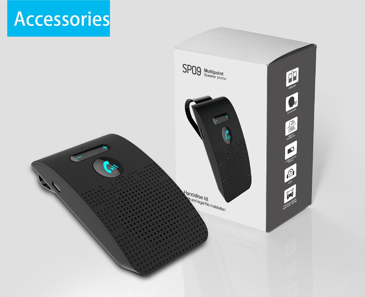 Bluetooth Audio Receiver Car Kit bluetooth 5.0 handsfree sun visor wireless Speaker phone multi-point call manos libres coche