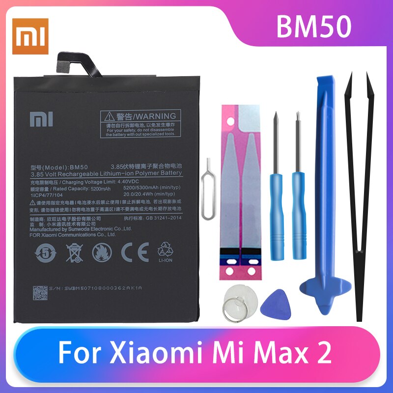 Original XiaoMi Phone Battery For Mi A3 CC9 Mi 5 6 8 9 8/9SE 8/9Lite Mi Max 1 2 3 Redmi 3 3S 4a 5a 6a 7a 8a 9a Batteries: For Mi Max 2